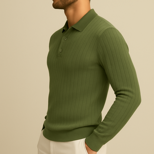 Jacob - Long Sleeve Knit Polo Shirt