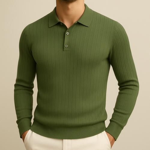 Jacob - Long Sleeve Knit Polo Shirt