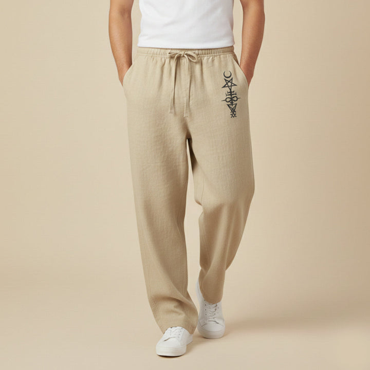 The Maplehill Men’s Casual Relaxed Fit Linen Wide Leg Drawstring Pants