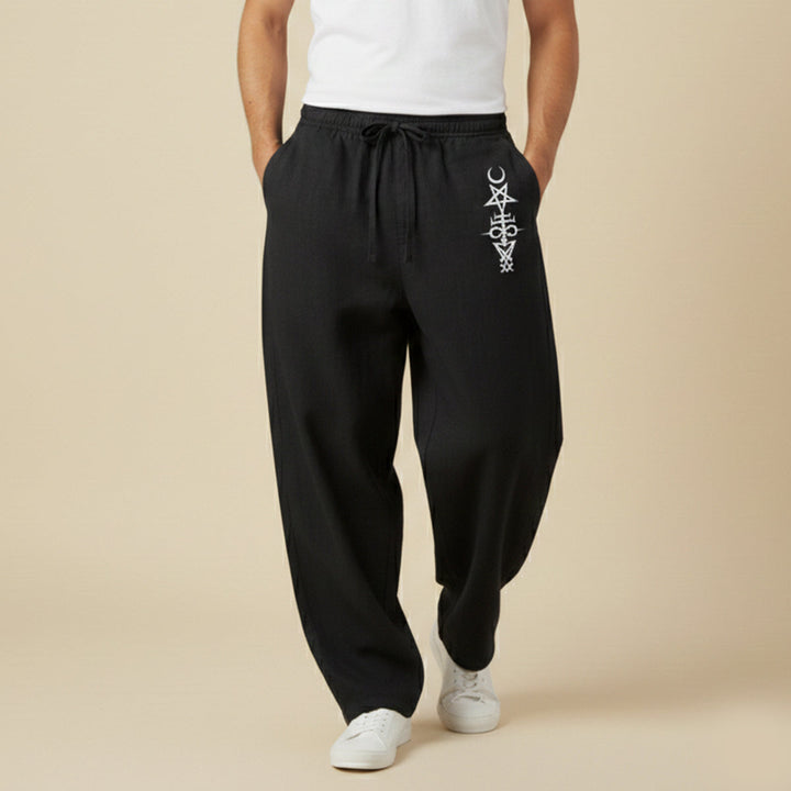 The Maplehill Men’s Casual Relaxed Fit Linen Wide Leg Drawstring Pants