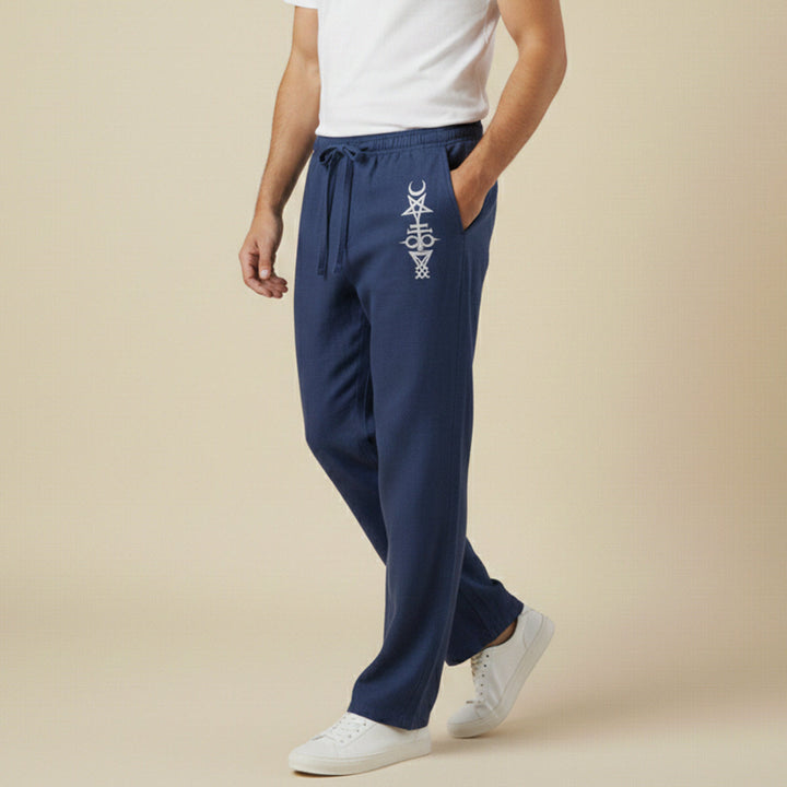 The Maplehill Men’s Casual Relaxed Fit Linen Wide Leg Drawstring Pants