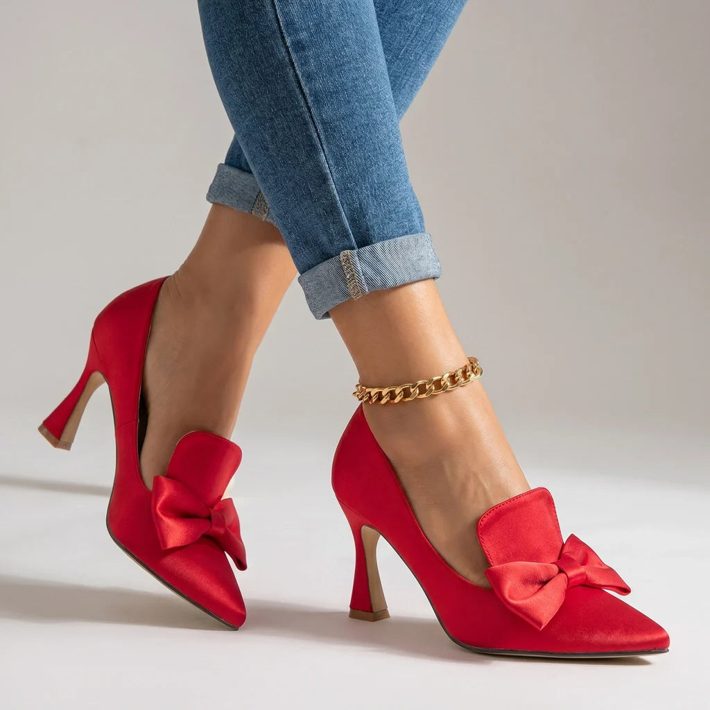 Layla Satin Bow Heels