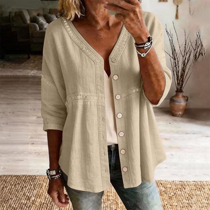 Alba | V-Neck Lace Detail Blouse