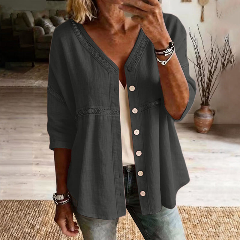 Alba | V-Neck Lace Detail Blouse