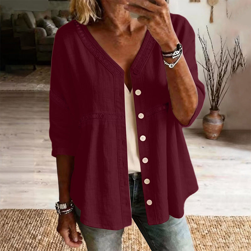 Alba | V-Neck Lace Detail Blouse