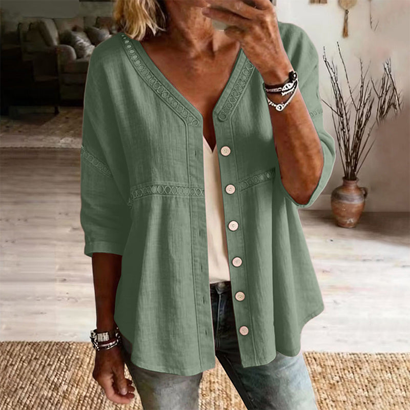 Alba | V-Neck Lace Detail Blouse