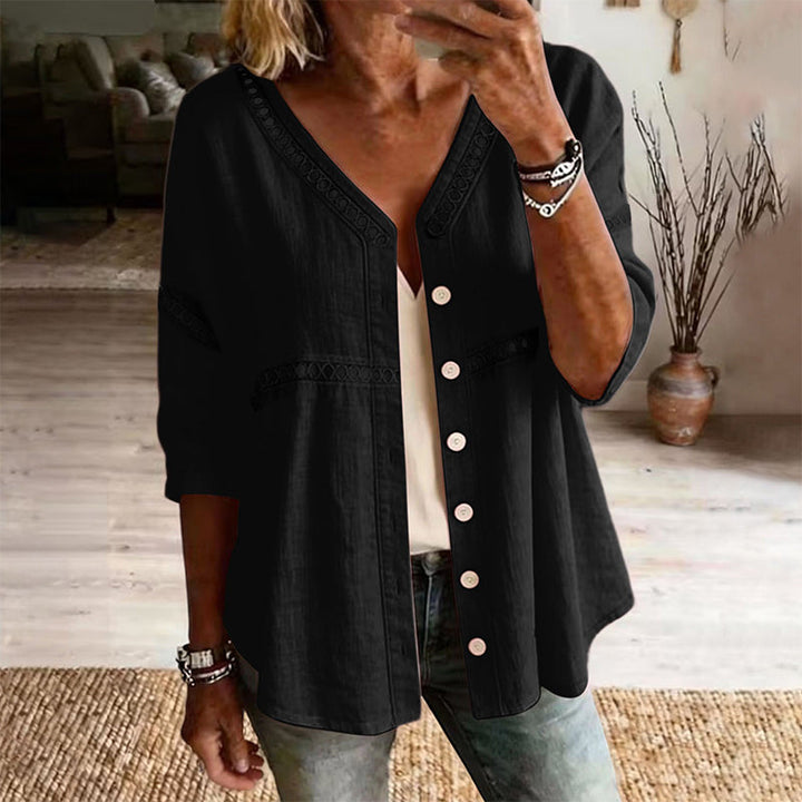Alba | V-Neck Lace Detail Blouse