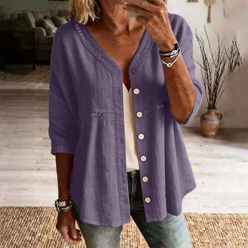 Alba | V-Neck Lace Detail Blouse