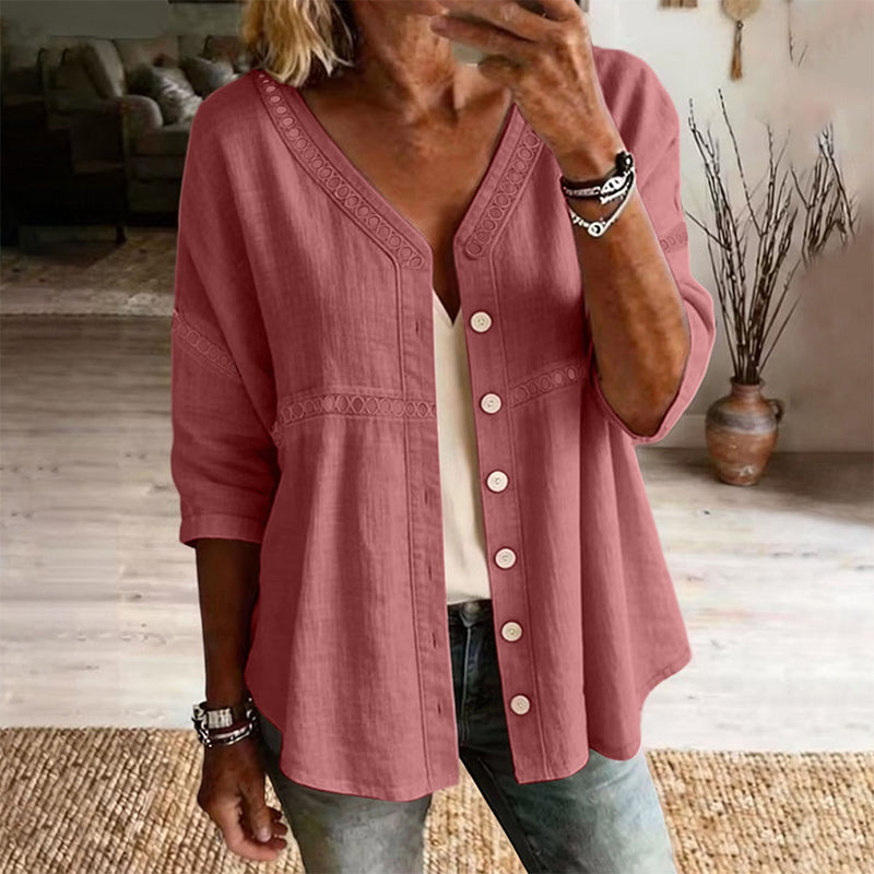 Alba | V-Neck Lace Detail Blouse