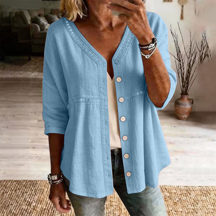 Alba | V-Neck Lace Detail Blouse