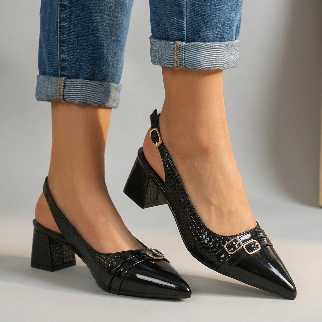 Amelia Croc Slingback Heels