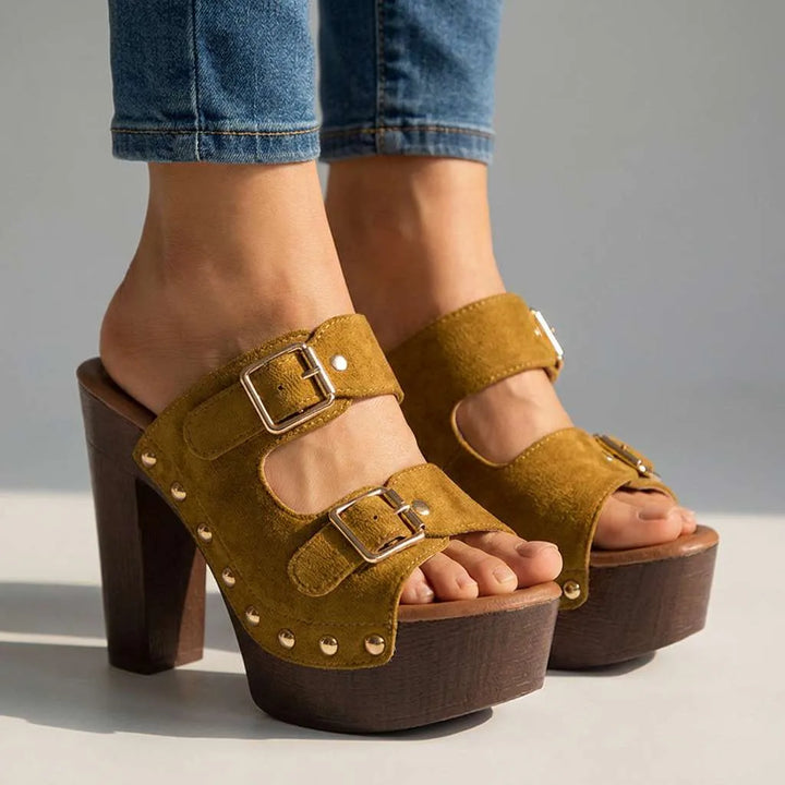 Vanessa Buckle Platform Slides