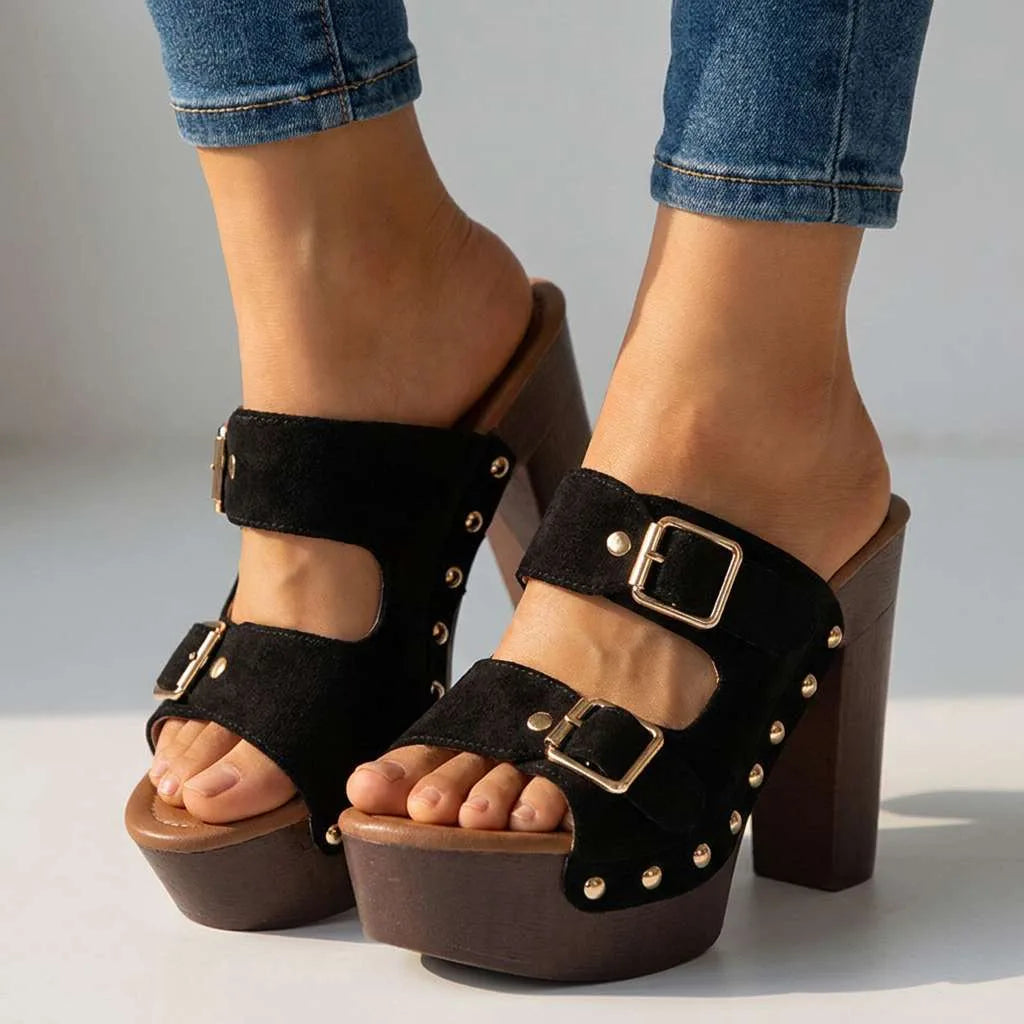 Vanessa Buckle Platform Slides