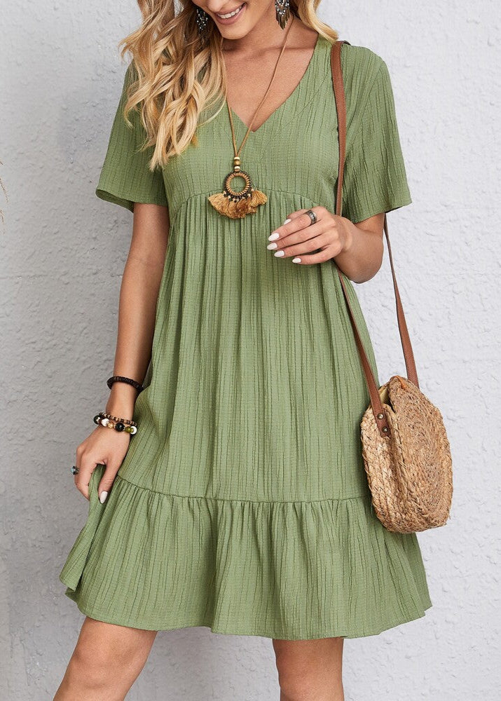 Ella | Tiered Midi Dress with V-Neck